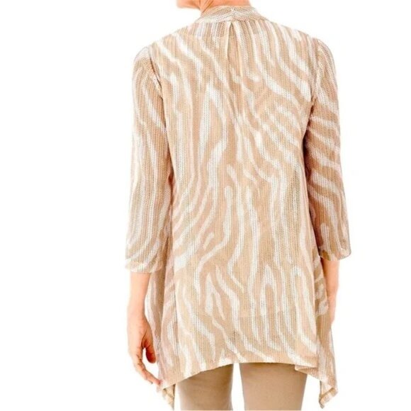 Chico's Travelers Cream Wheatmesh Cardigan Sweater Lightweight Women's XL - Picture 2 of 9